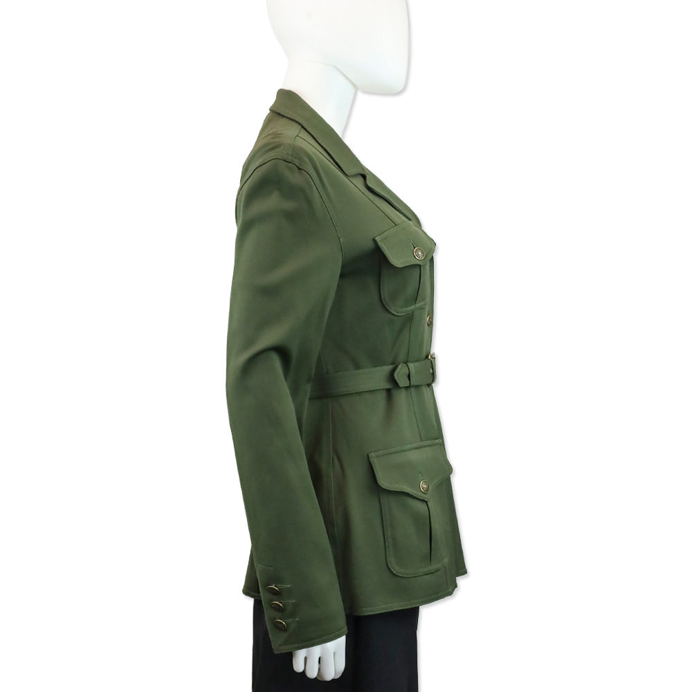 Moschino Jeans Army Green Belted Military Jacket