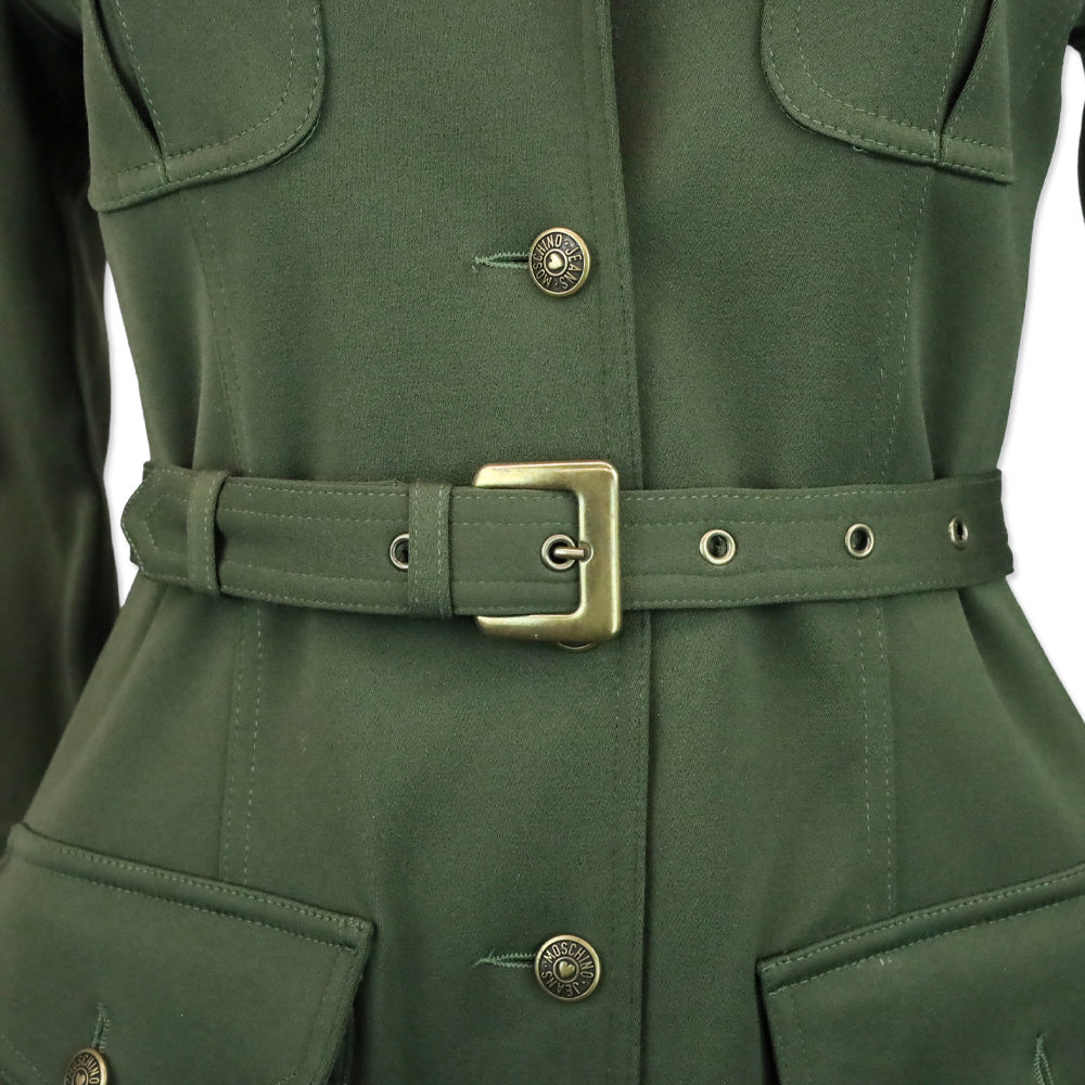 Moschino Jeans Army Green Belted Military Jacket