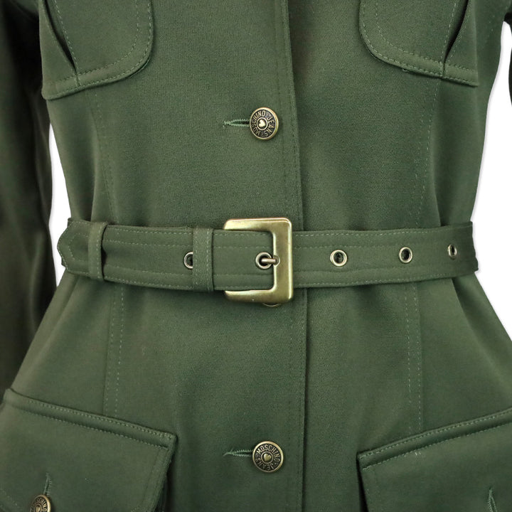 Moschino Jeans Army Green Belted Military Jacket