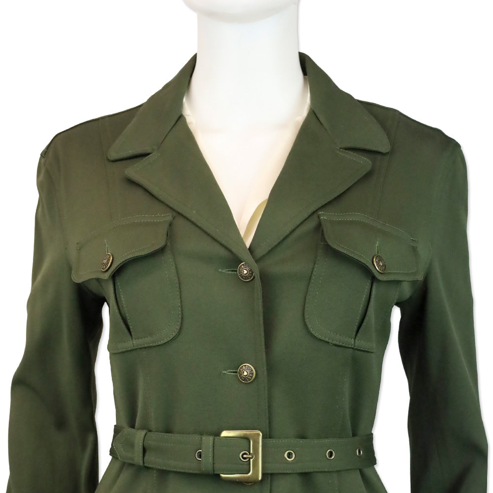 Moschino Jeans Army Green Belted Military Jacket
