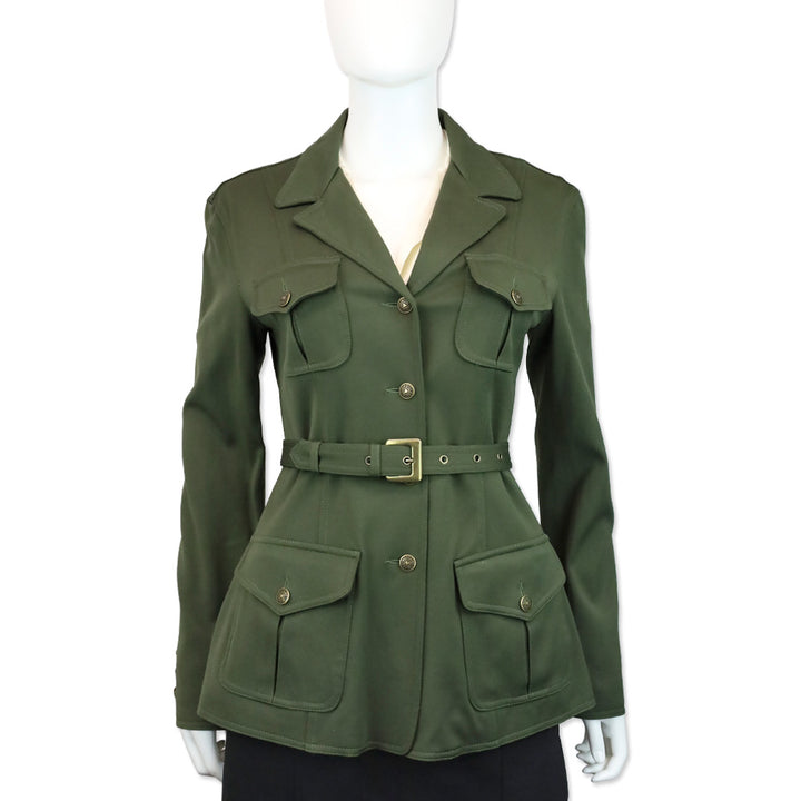 Moschino Jeans Army Green Belted Military Jacket
