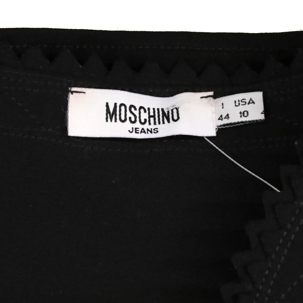 Moschino Jeans Black V-Neck Sleeveless Surrated Trim Top