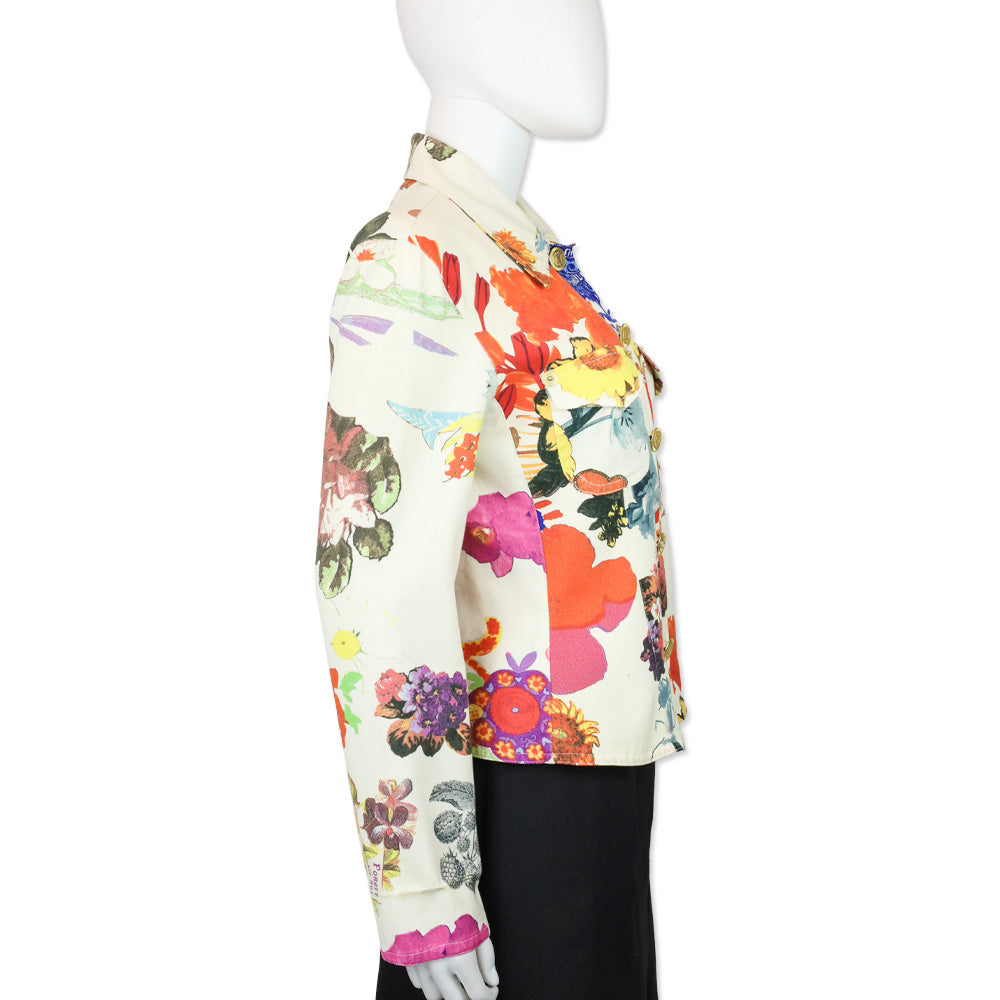 Moschino Jeans Cream Floral Print Denim Shirt