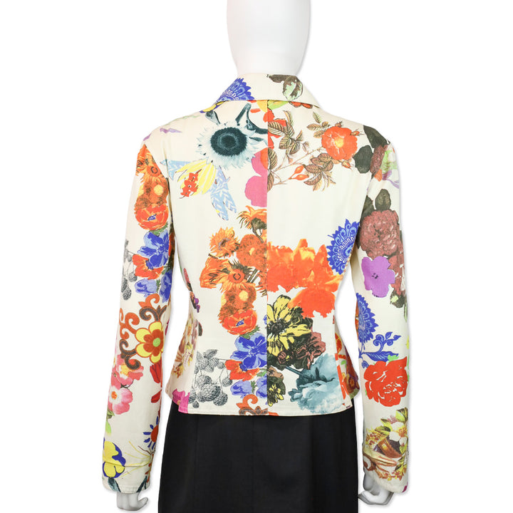 Moschino Jeans Cream Floral Print Denim Shirt