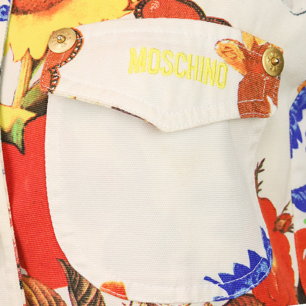 Moschino Jeans Cream Floral Print Denim Shirt