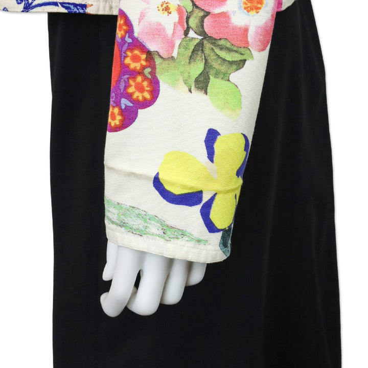 Moschino Jeans Cream Floral Print Denim Shirt