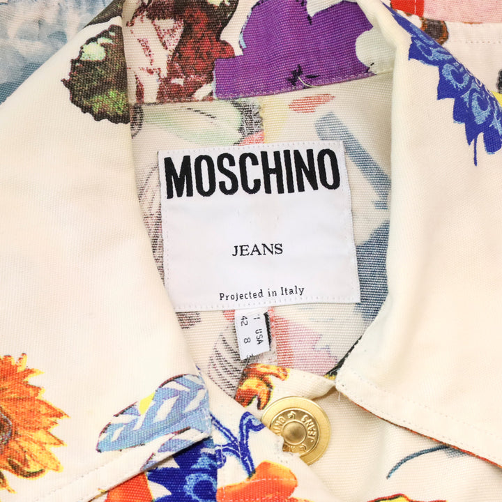 Moschino Jeans Cream Floral Print Denim Shirt