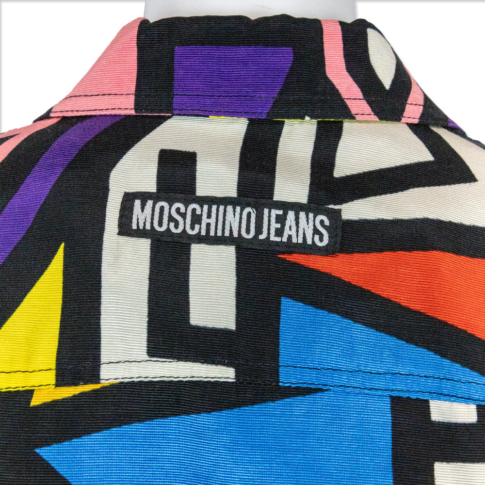 Moschino Jeans Multicolor Abstract Print Cotton/Rayon Trucker Jacket