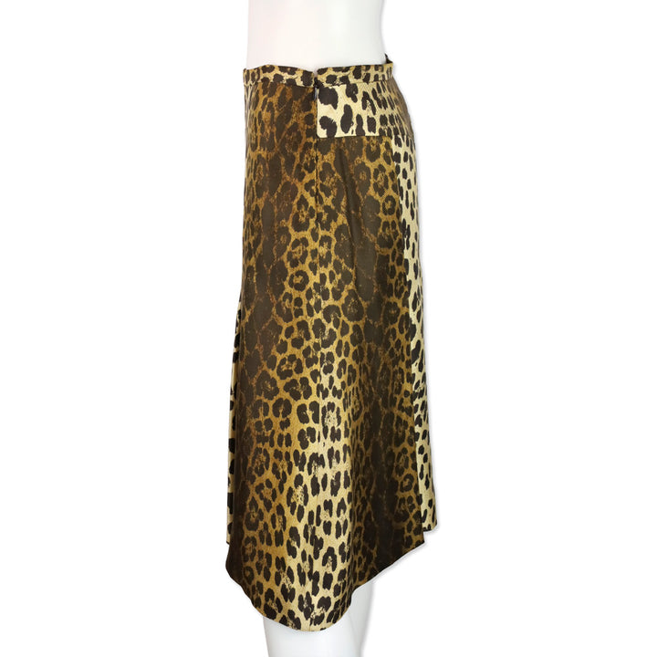 Moschino Leopard Print Silk Midi Skirt