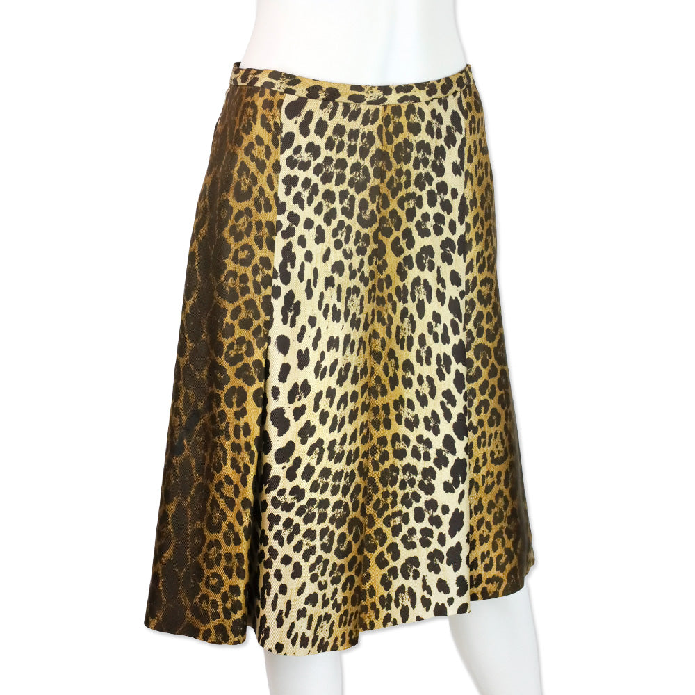 Moschino Leopard Print Silk Midi Skirt