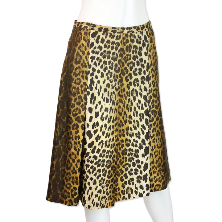 Moschino Leopard Print Silk Midi Skirt