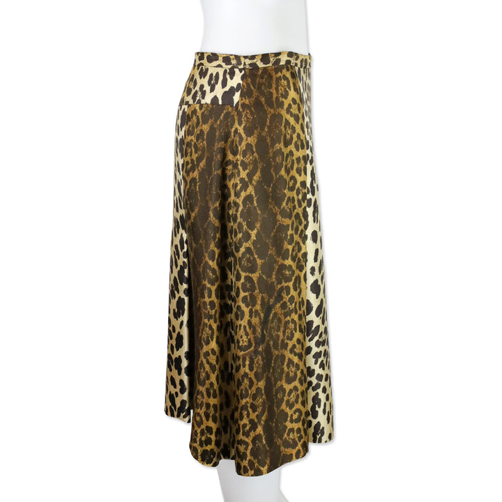 Moschino Leopard Print Silk Midi Skirt