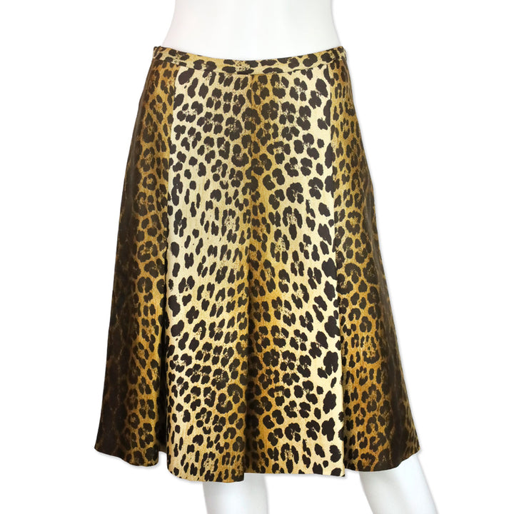 Moschino Leopard Print Silk Midi Skirt