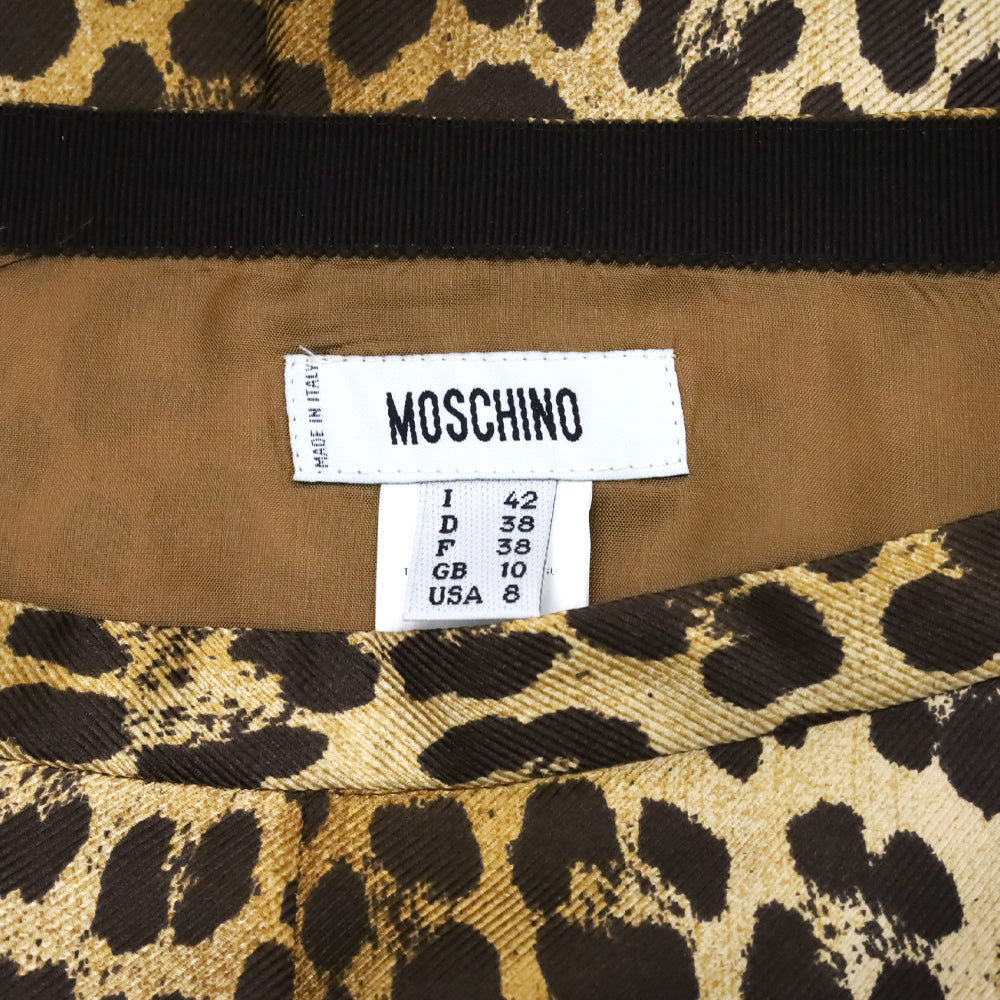Moschino Leopard Print Silk Midi Skirt
