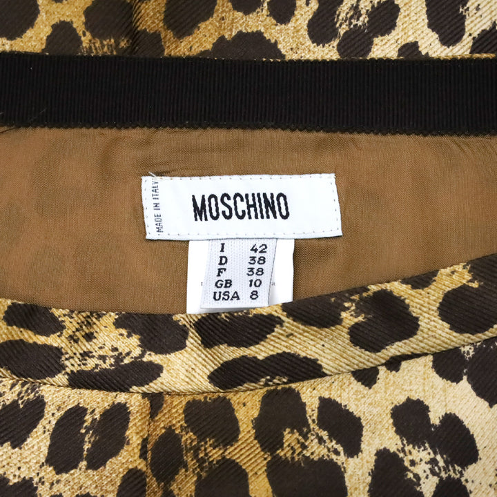 Moschino Leopard Print Silk Midi Skirt