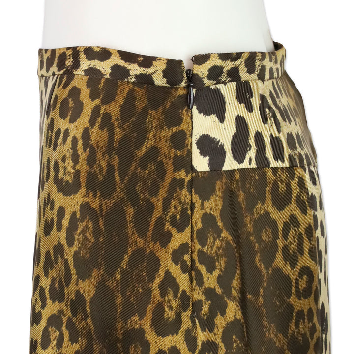 Moschino Leopard Print Silk Midi Skirt