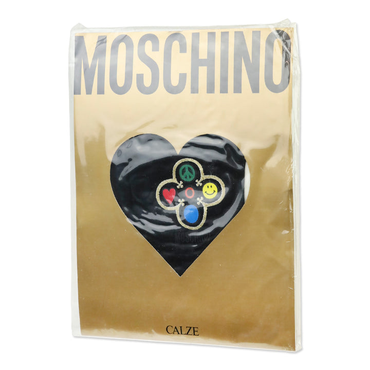 Moschino Multi Symbol Printed Black Tights