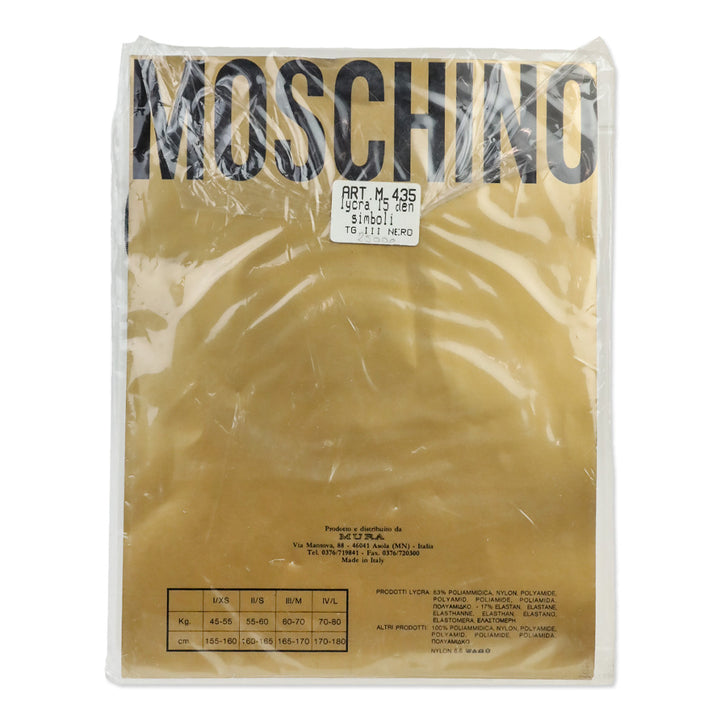 Moschino Multi Symbol Printed Black Tights