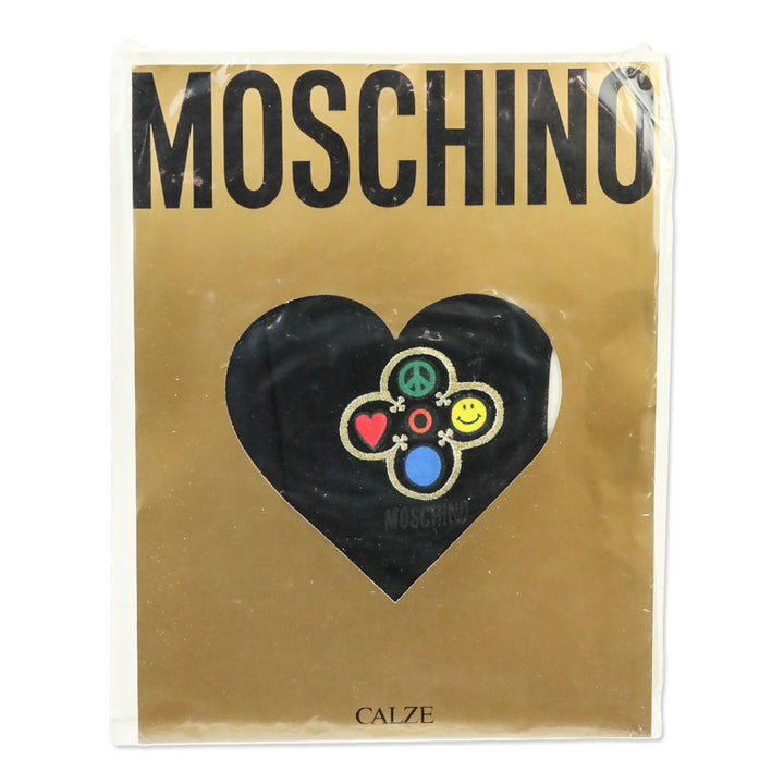 Moschino Multi Symbol Printed Black Tights
