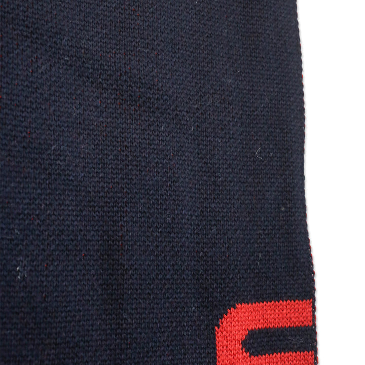 Moschino Navy/Red Wool-Blend Knit Scarf
