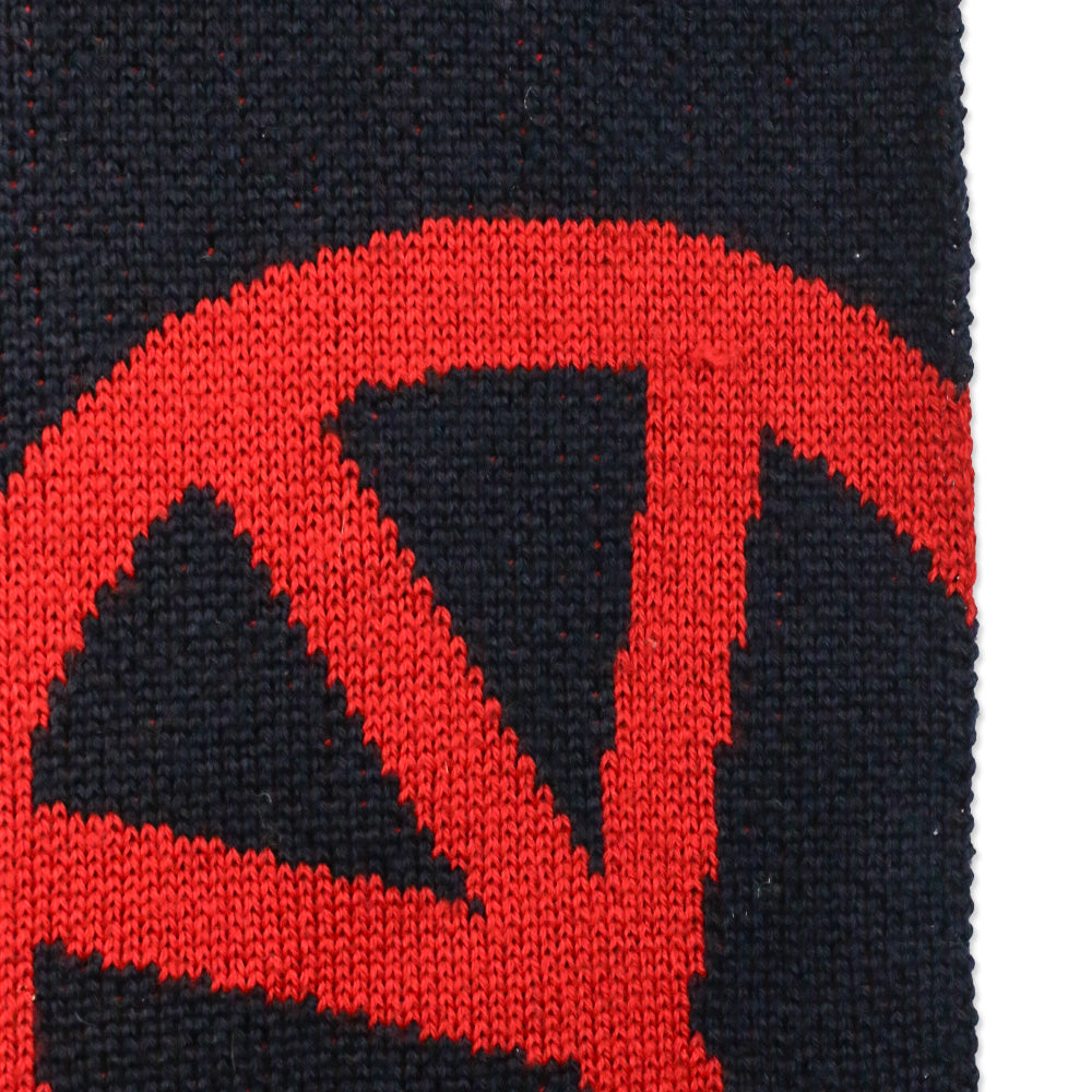 Moschino Navy/Red Wool-Blend Knit Scarf