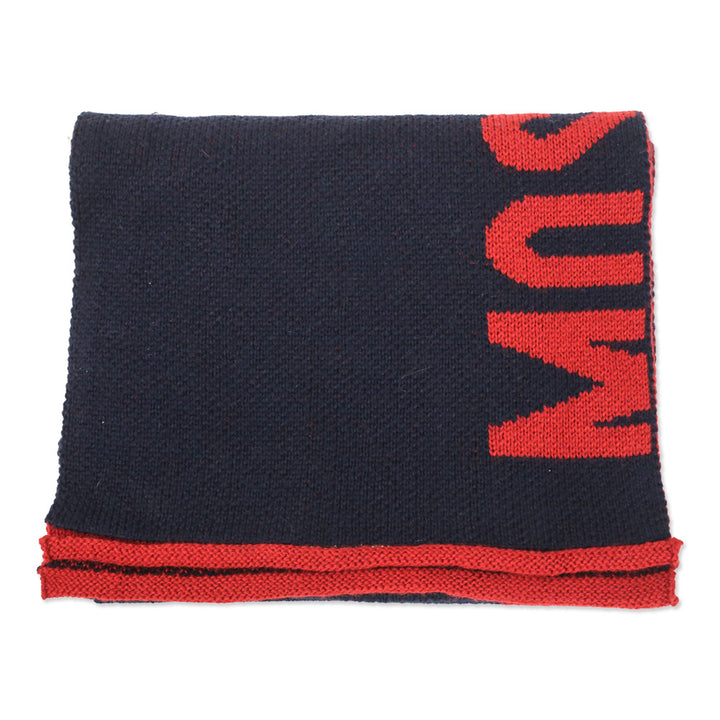 Moschino Navy/Red Wool-Blend Knit Scarf
