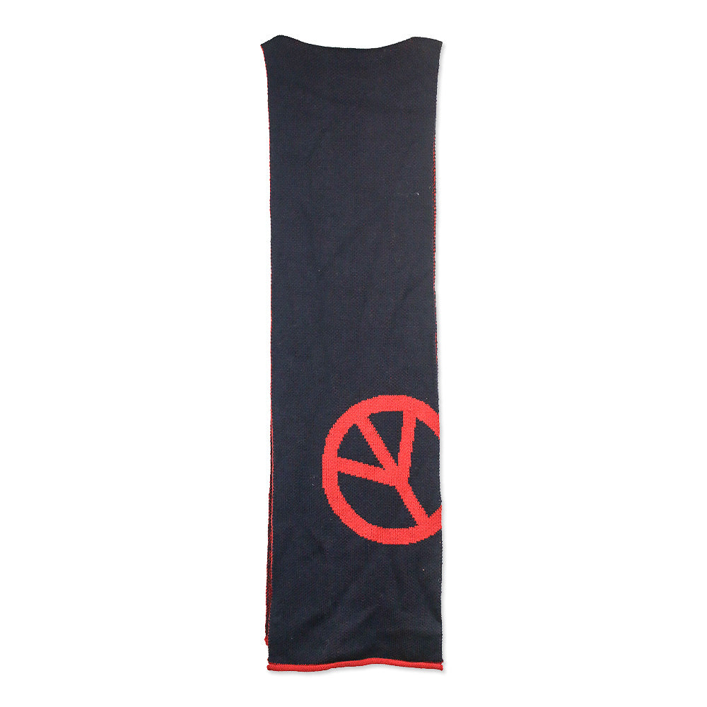 Moschino Navy/Red Wool-Blend Knit Scarf