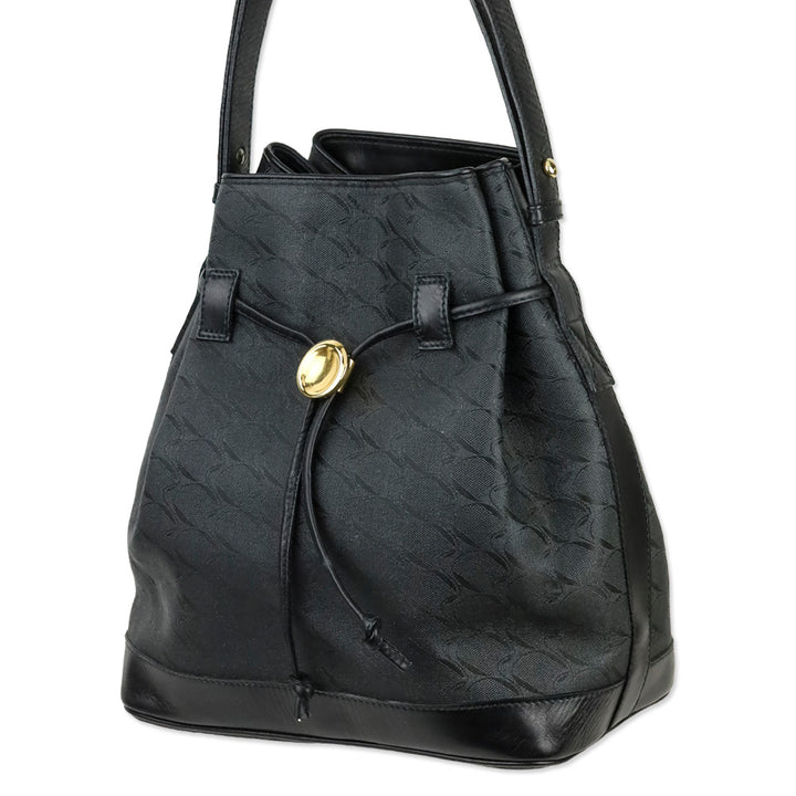 Movado Black Jacquard Canvas Drawstring Bucket Bag