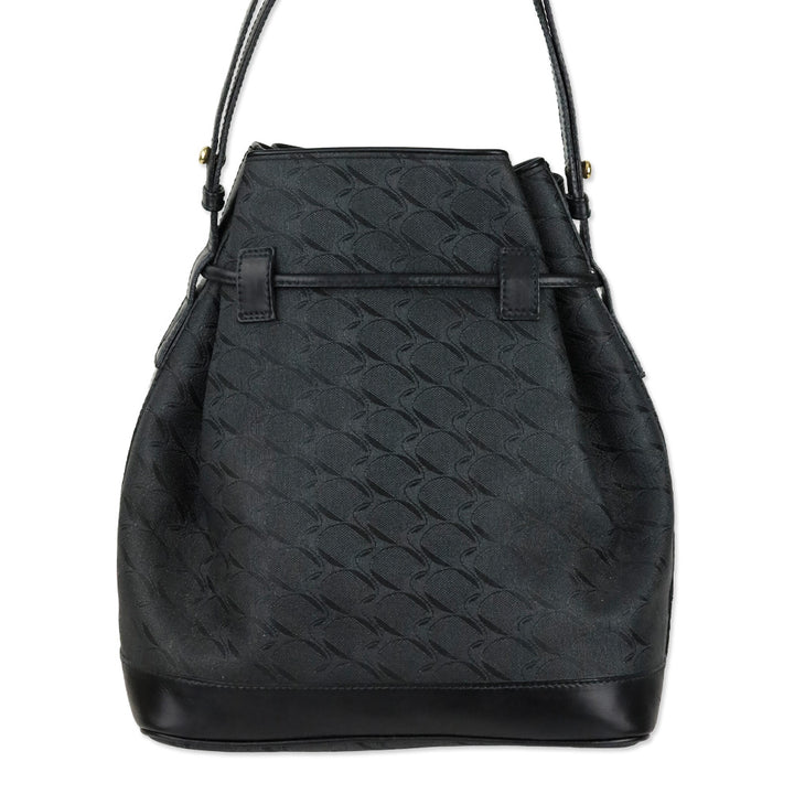 Movado Black Jacquard Canvas Drawstring Bucket Bag