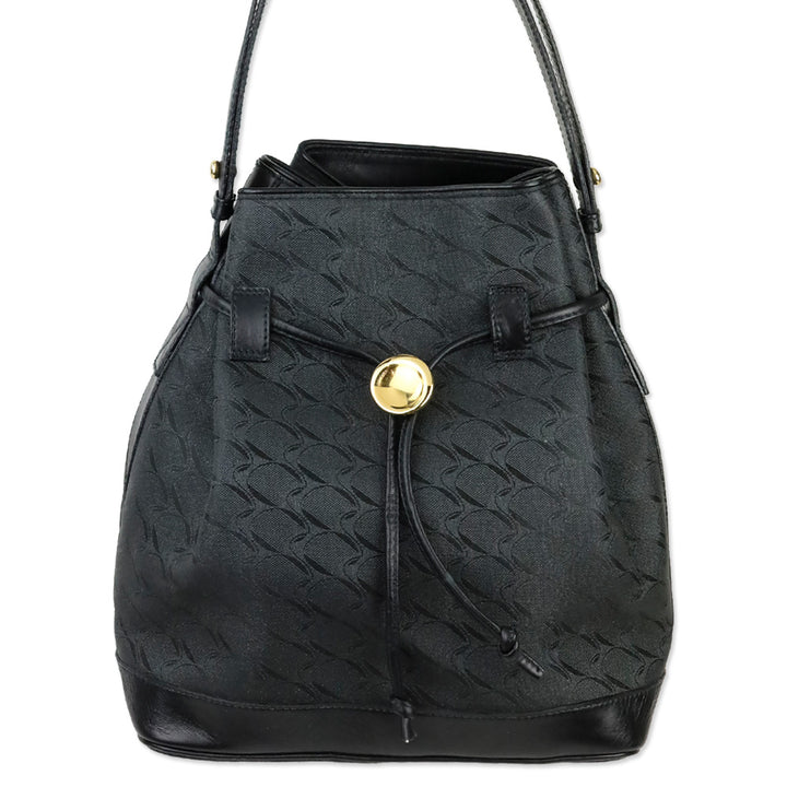 Movado Black Jacquard Canvas Drawstring Bucket Bag