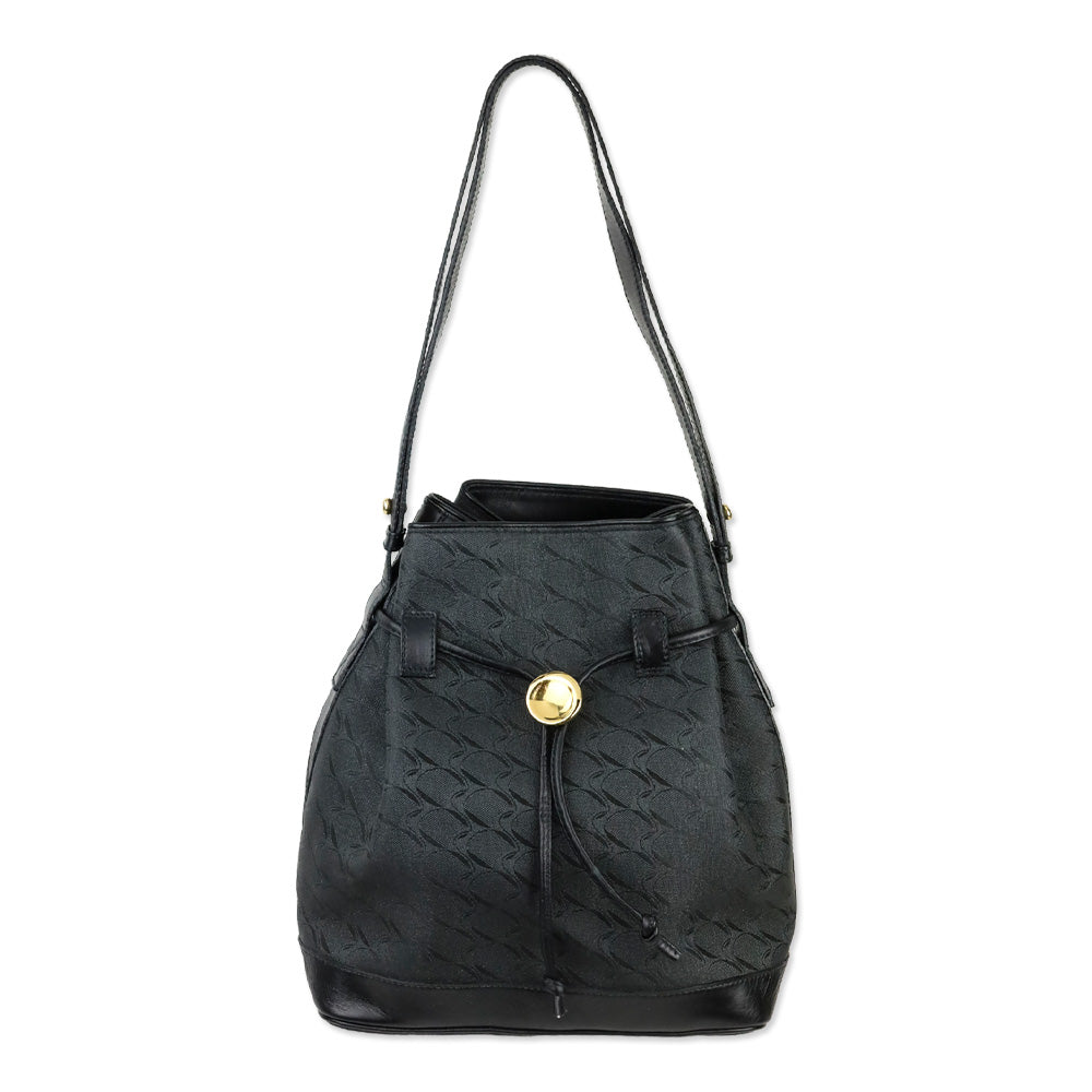 Movado Black Jacquard Canvas Drawstring Bucket Bag
