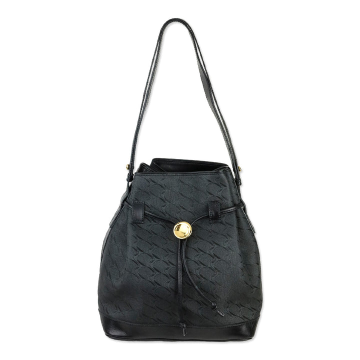 Movado Black Jacquard Canvas Drawstring Bucket Bag