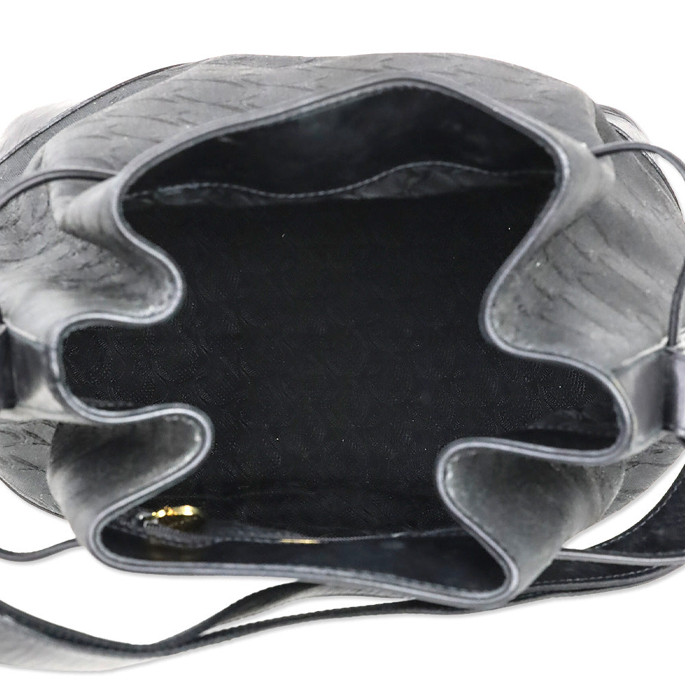 Movado Black Jacquard Canvas Drawstring Bucket Bag