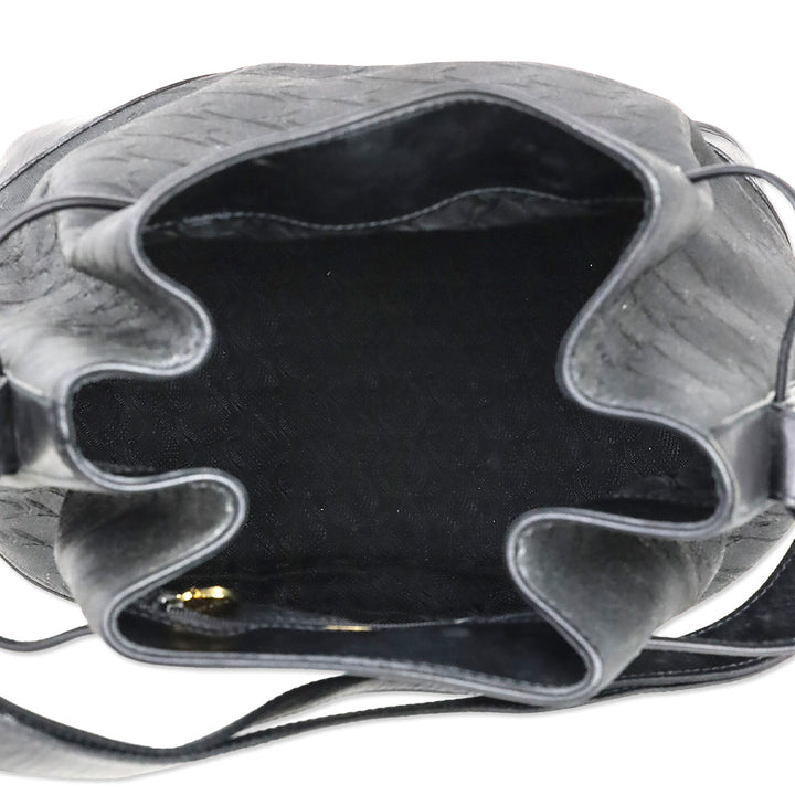 Movado Black Jacquard Canvas Drawstring Bucket Bag