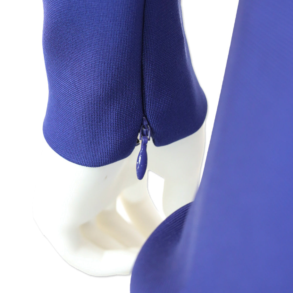 Mugler Blue Viscose Long-Sleeve Sheet Dress with Mesh Panel