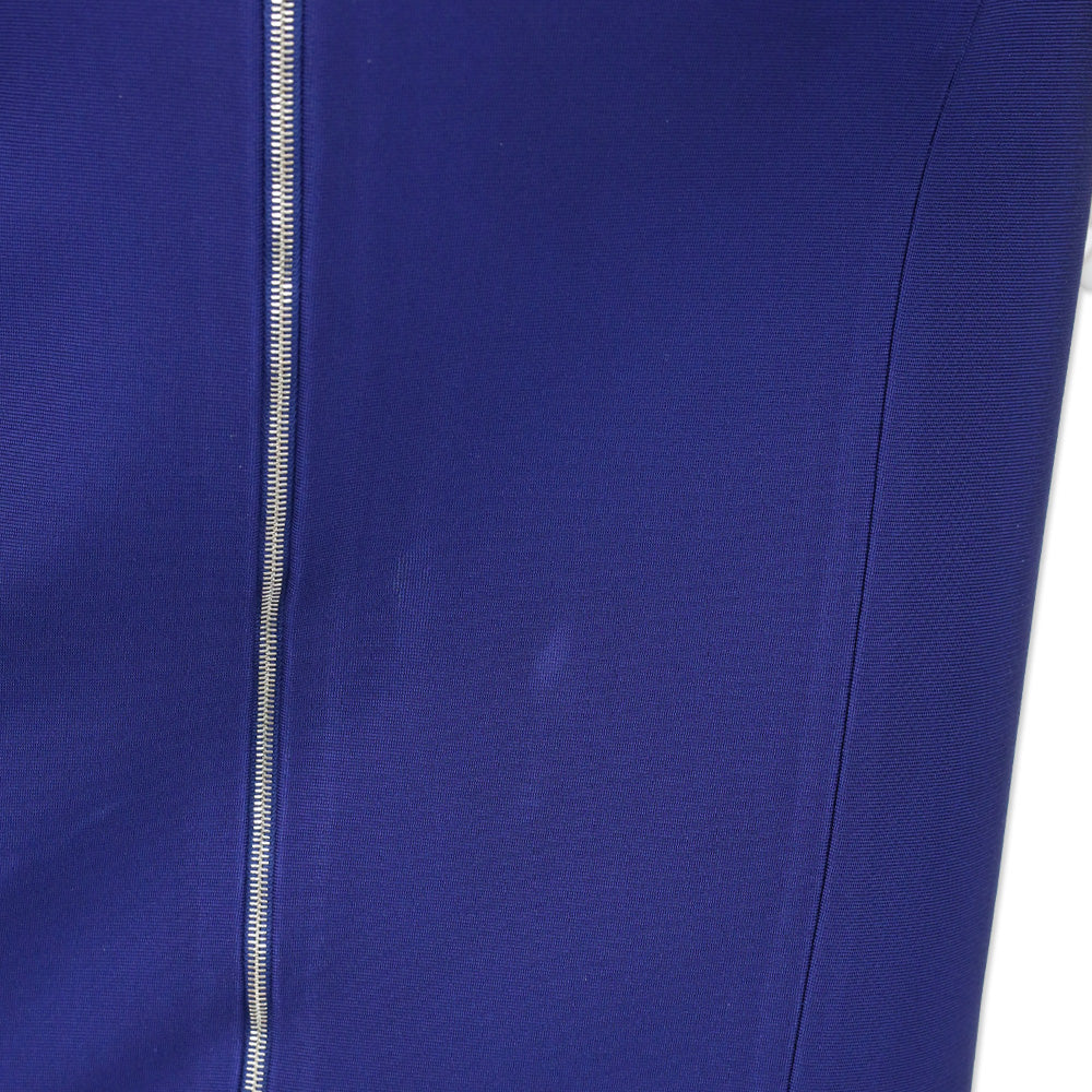 Mugler Blue Viscose Long-Sleeve Sheet Dress with Mesh Panel