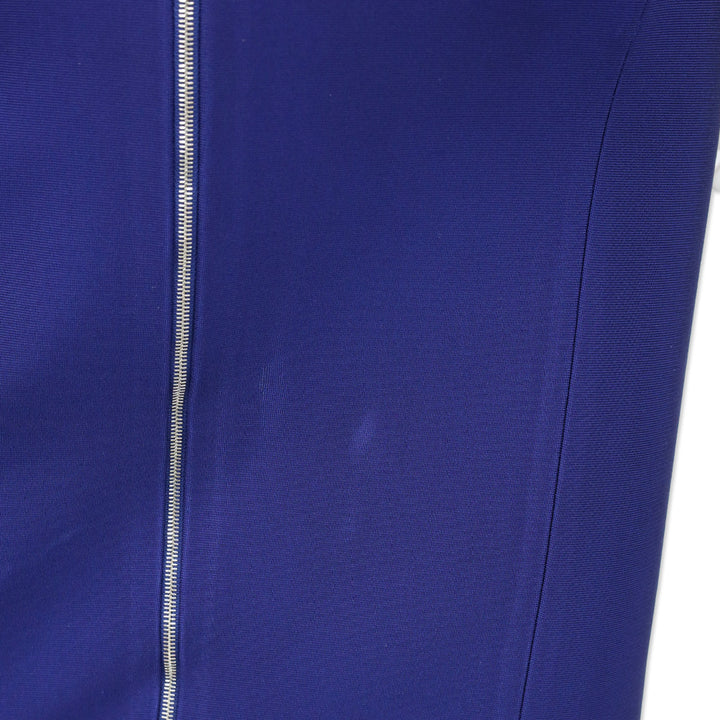 Mugler Blue Viscose Long-Sleeve Sheet Dress with Mesh Panel