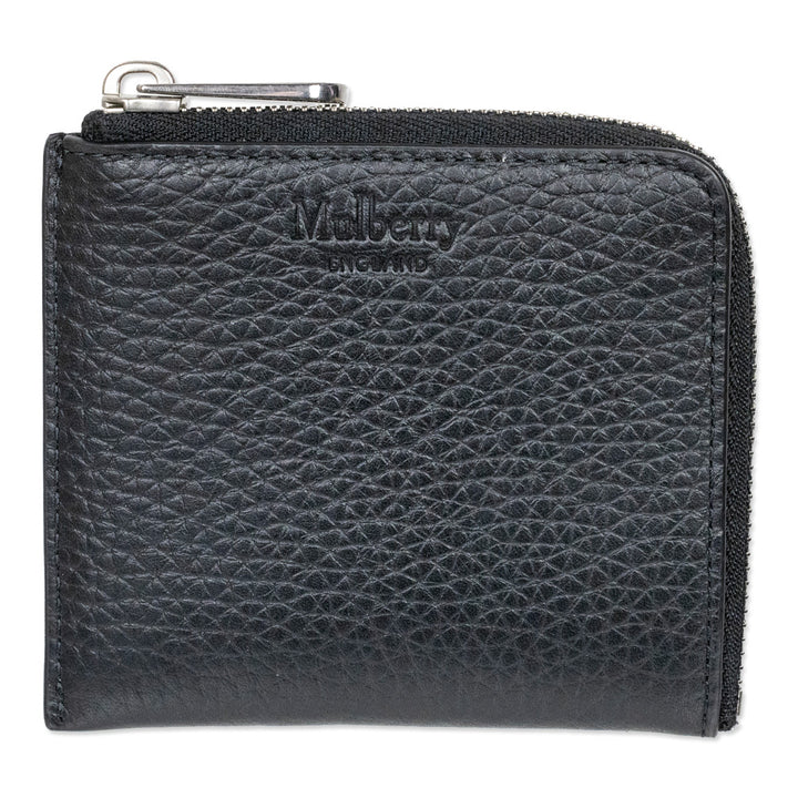 Mulberry Black Heavy Grain Leather Small Zipped Wallet