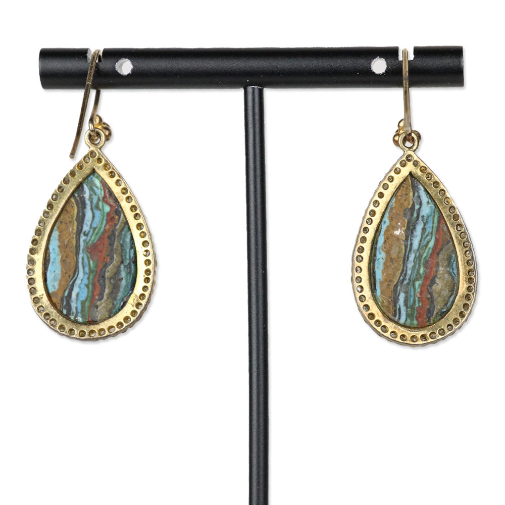Multicolor Crystal Tear Drop Earrings with Diamond Drop