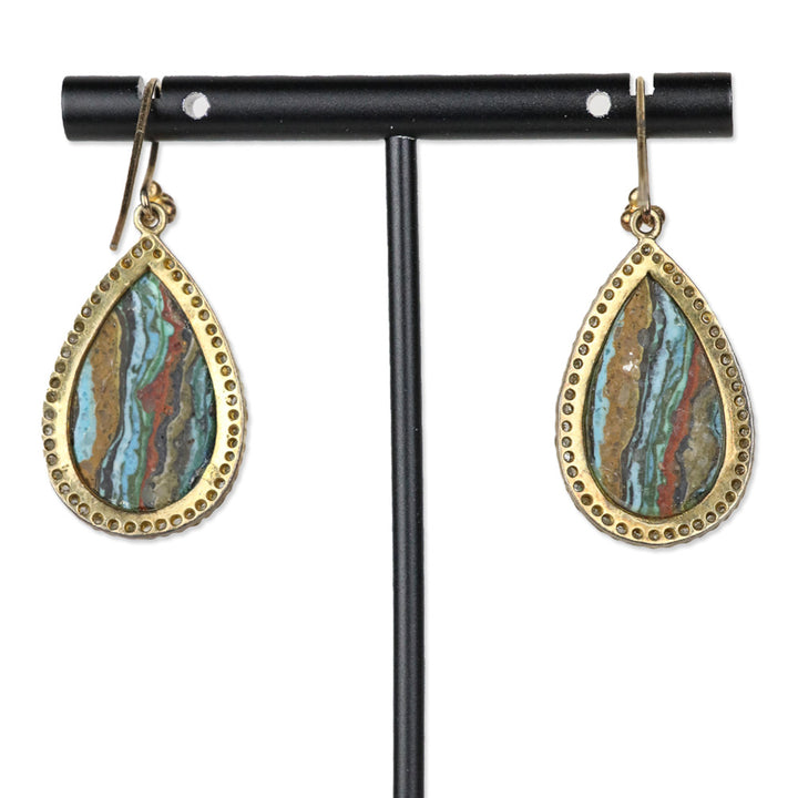 Multicolor Crystal Tear Drop Earrings with Diamond Drop