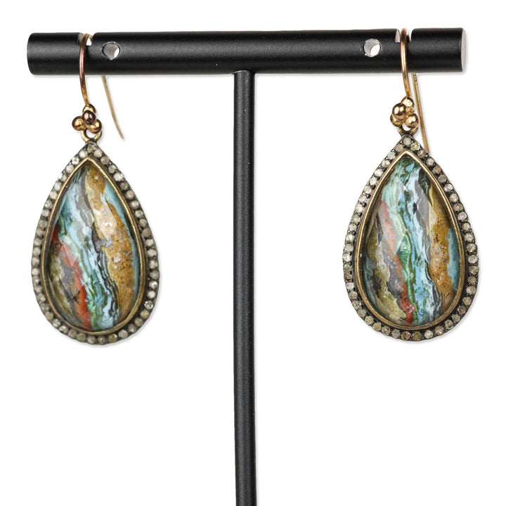 Multicolor Crystal Tear Drop Earrings with Diamond Drop
