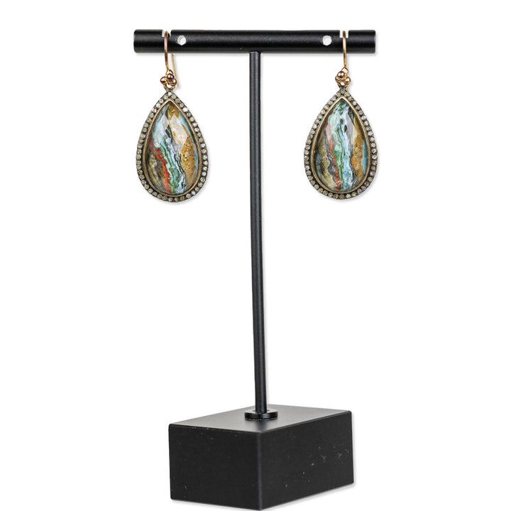 Multicolor Crystal Tear Drop Earrings with Diamond Drop