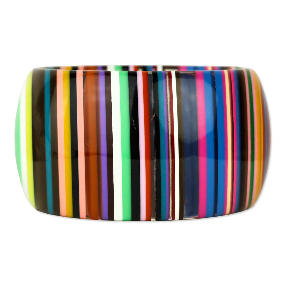 Multicolor Striped Pop Art Solid Resin Bangle