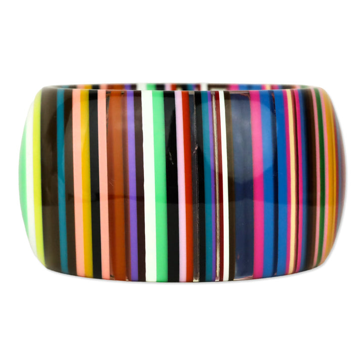 Multicolor Striped Pop Art Solid Resin Bangle