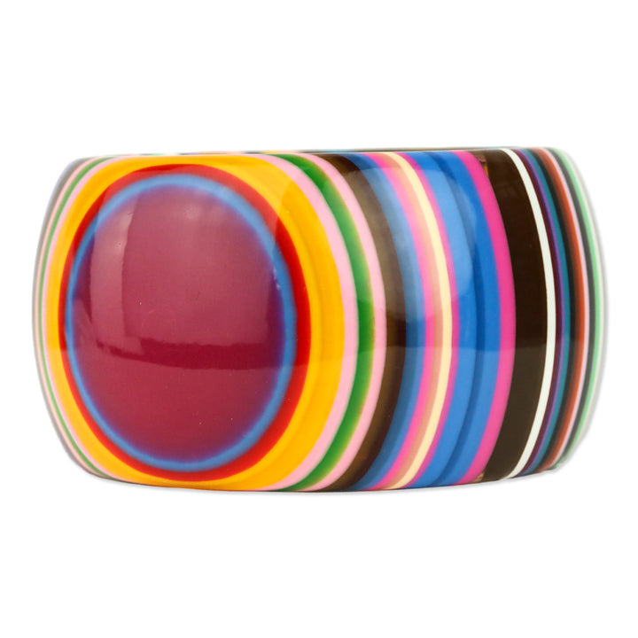 Multicolor Striped Pop Art Solid Resin Bangle