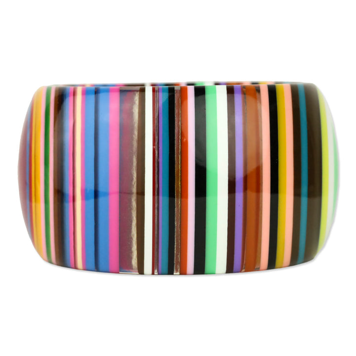 Multicolor Striped Pop Art Solid Resin Bangle