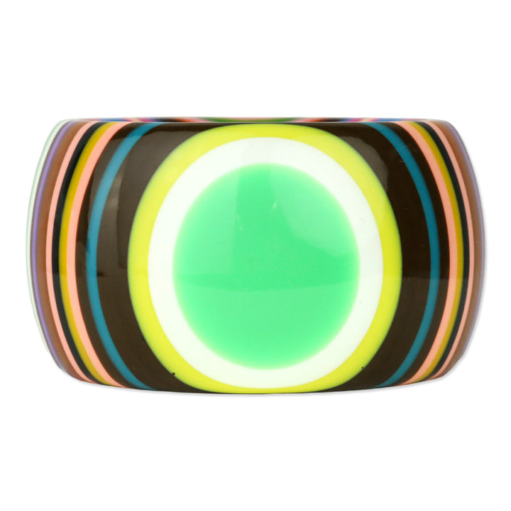 Multicolor Striped Pop Art Solid Resin Bangle