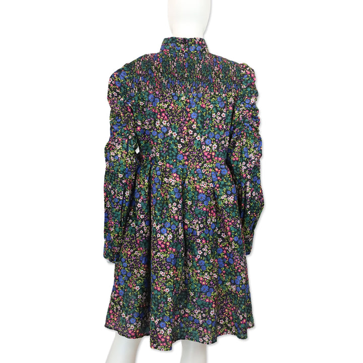 Munthe Correct Black Floral Smocked Mini Dress
