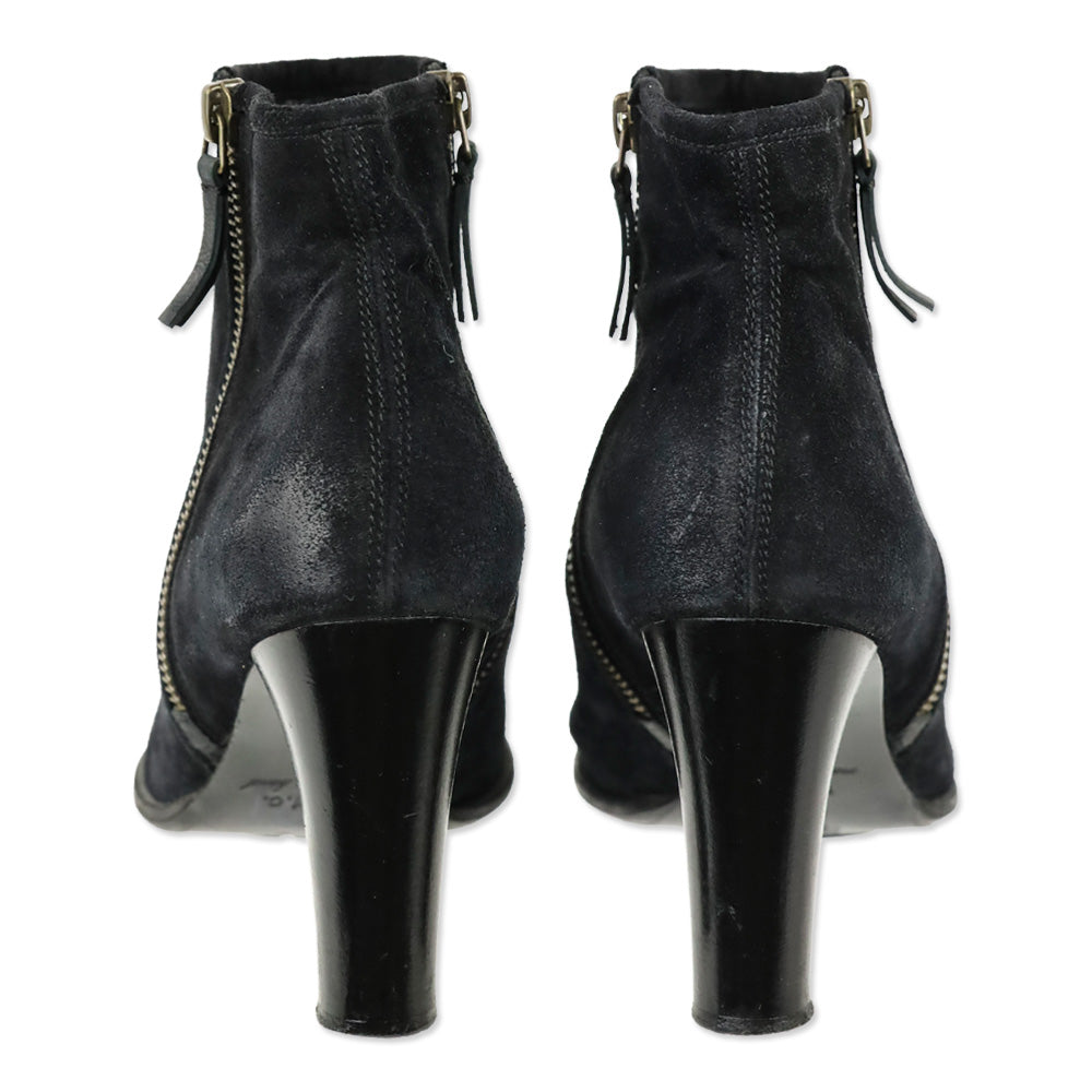 N.D.C. Black Suede Side Zip Heeled Ankle Bootie