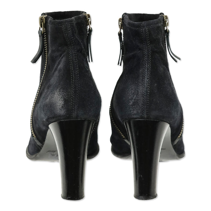 N.D.C. Black Suede Side Zip Heeled Ankle Bootie